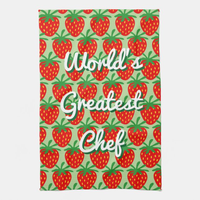 Cute red strawberry custom kitchen towel gift idea (Vertical)