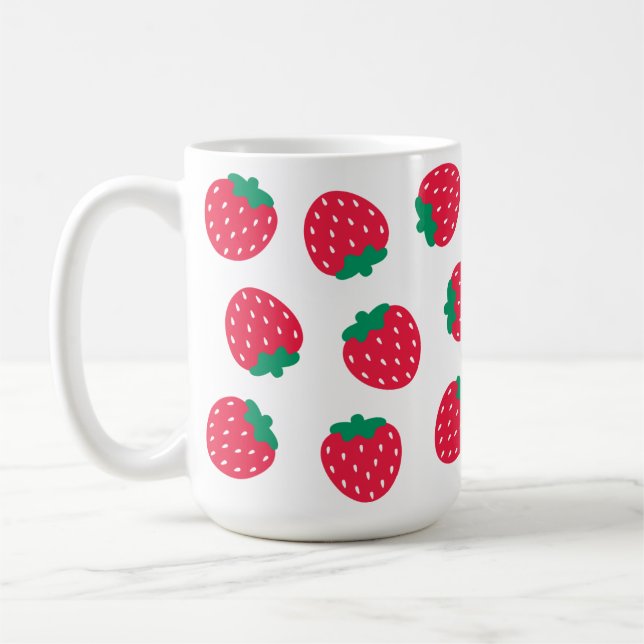 Cute Red Strawberry Fruit For Strawberries LoveMug Coffee Mug (Left)