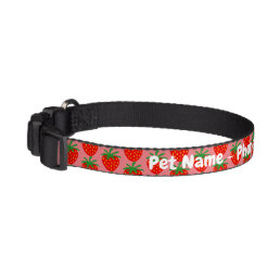 Cute red strawberry fruit pattern custom dog name pet collar