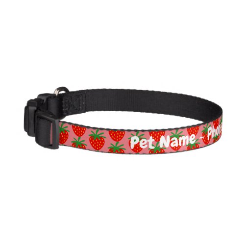 Cute red strawberry fruit pattern custom dog name pet collar