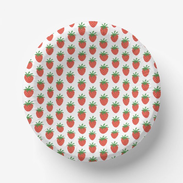 Cute red strawberry fruit pattern paper party bowl (Front)