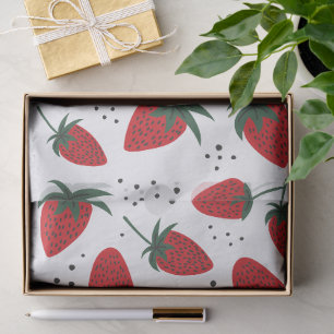 Cute Red Strawberry Fruit Pattern Tissue Paper