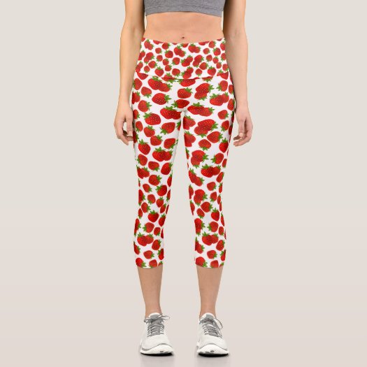 Cute Red Strawberry Green Leaves Fruit Pattern