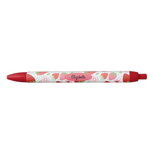 Cute Red Strawberry Pattern Black Ink Pen