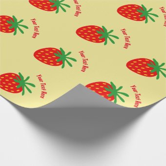 Cute red strawberry pattern custom wrapping paper | Zazzle