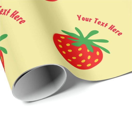 Cute red strawberry pattern custom wrapping paper | Zazzle