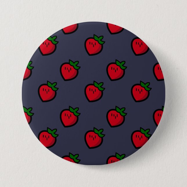 Cute Red Strawberry Pattern for Vegans Button (Front)