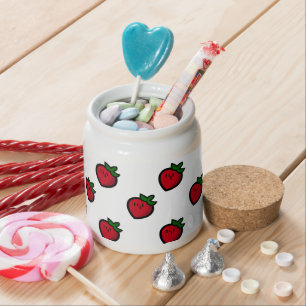 Cute Red Strawberry Pattern for Vegans Candy Jar