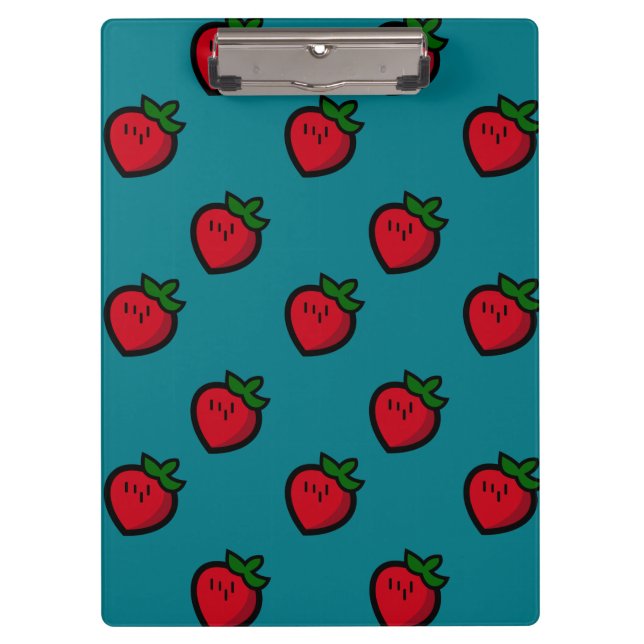 Cute Red Strawberry Pattern for Vegans Clipboard (Front)