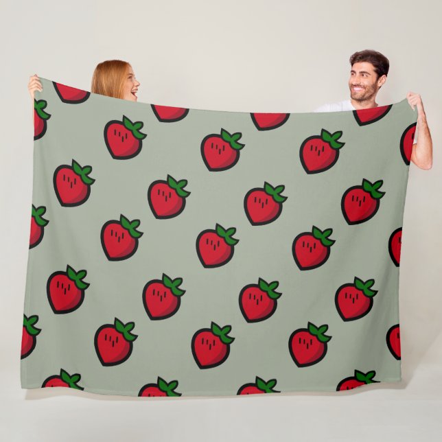 Cute Red Strawberry Pattern for Vegans Fleece Blanket (In Situ)