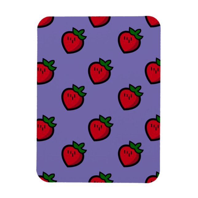 Cute Red Strawberry Pattern for Vegans Magnet (Vertical)