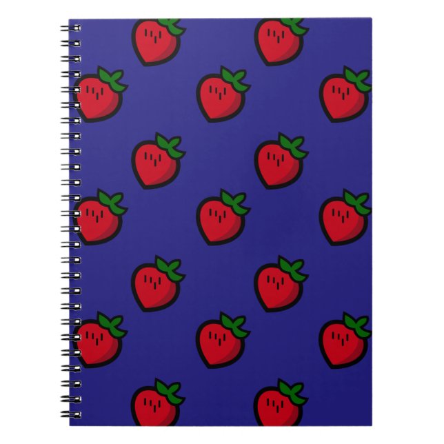 Cute Red Strawberry Pattern for Vegans Notebook (Front)
