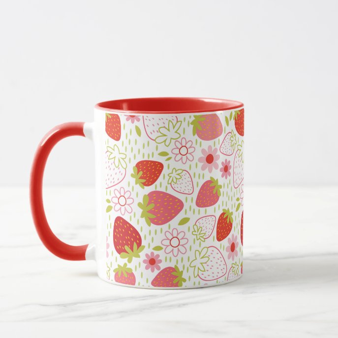 Cute Red Strawberry Pattern Mug