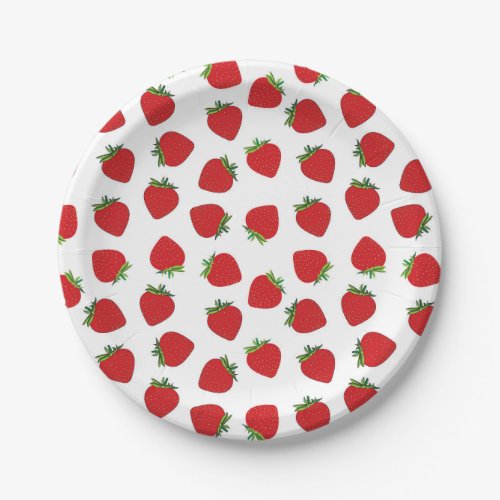 Cute red strawberry pattern paper plates