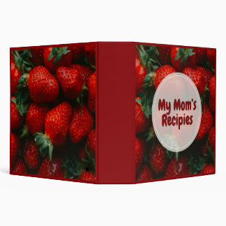 Cute Red Strawberry Pattern Recipe Binder