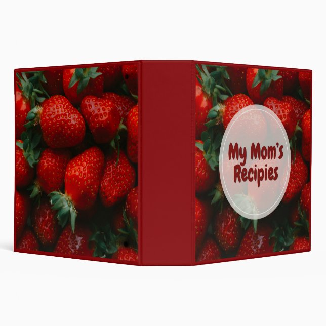 Cute Red Strawberry Pattern Recipe Binder (Background)