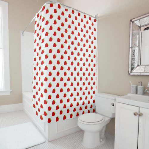 Cute Red Strawberry Pattern Shower Curtain