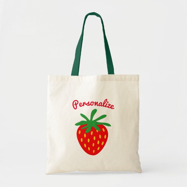 Cute red strawberry print custom tote bags (Front)