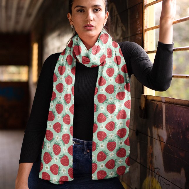 Cute Red Strawberry Summer Pattern Scarf (Creator Uploaded)