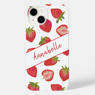 Cute Red Summer Strawberry Pattern Personalized Case-Mate iPhone 14 Case