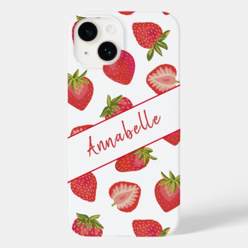 Cute Red Summer Strawberry Pattern Personalized Case_Mate iPhone 14 Case