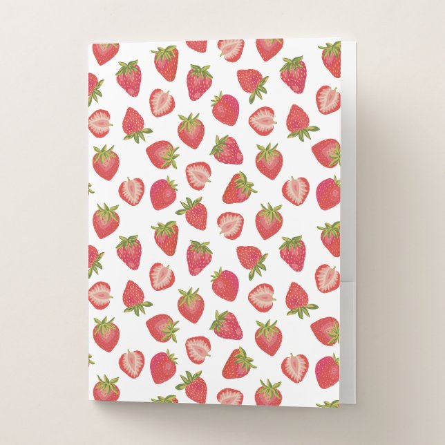 Cute Red Summer Strawberry Pattern Pocket Folder (Front)