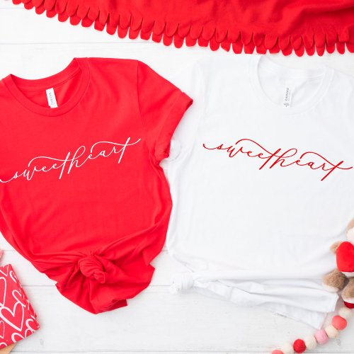Cute Red Sweetheart Script Valentines Day Shirt