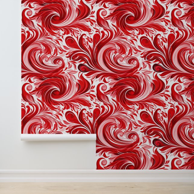 Cute red swirl tiled pattern wallpaper  (Application)