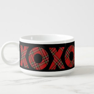 Cute Red Tartan Christmas Pattern Bowl