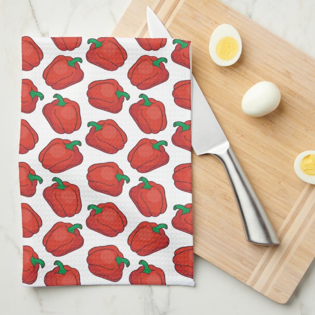 cute red tiled bell pepper kitchen towel (Quarter Fold)