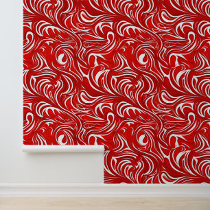 Cute red tiled twirl pattern wallpaper