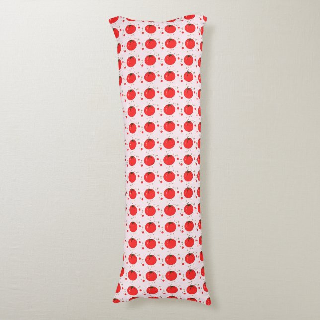 Cute Red Tomato Pattern Body Pillow (Front Vertical)