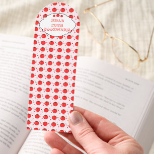 Cute Red Tomato Pattern Hello Cutie Bookworm Bookmarks