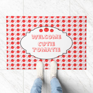 Cute Red Tomato Pattern Welcome Doormat