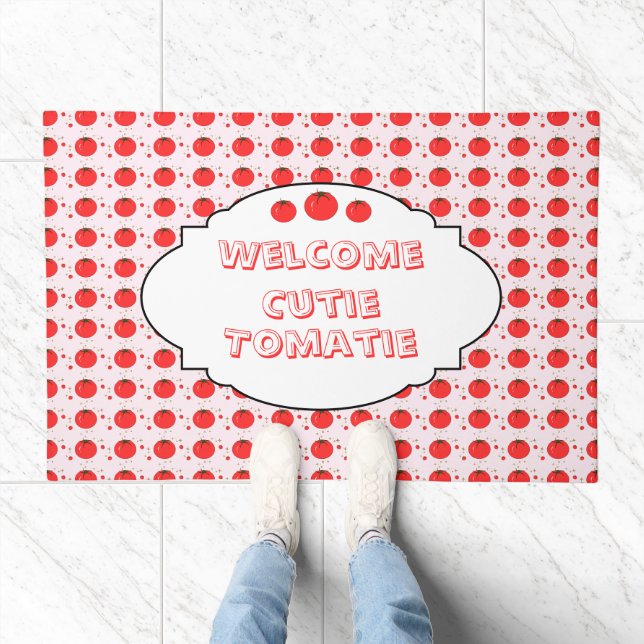 Cute Red Tomato Pattern Welcome Doormat (Indoor)