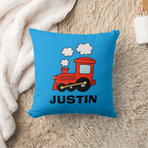 Cute red toy choo choo train kids bedroom pillow