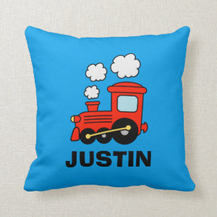 Cute red toy choo choo train kids bedroom pillow