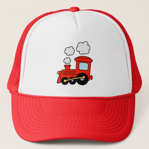 Cute red toy choo choo train trucker hat for kids