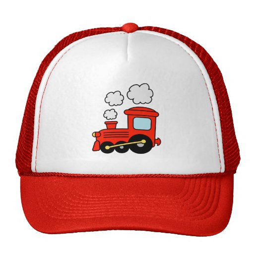 Cute red toy choo choo train trucker hat for kids | Zazzle