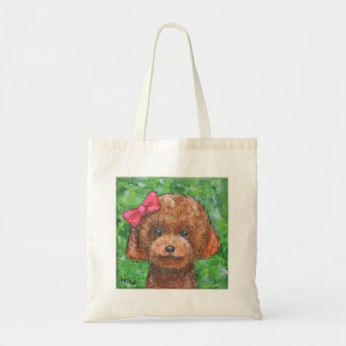 Cute Red Toy Poodle Adorable Golden Doodle Puppy Tote Bag