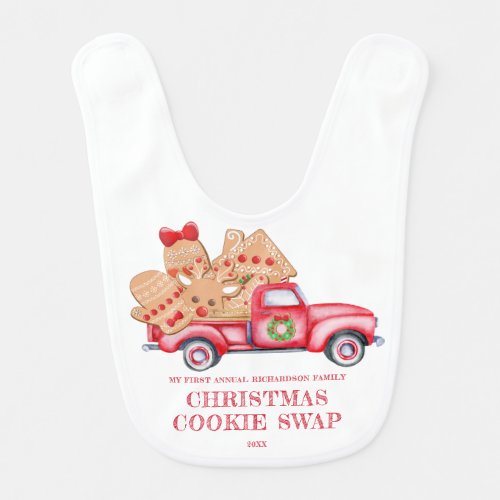 Cute Red Truck Christmas Cookie Swap Baby Bib