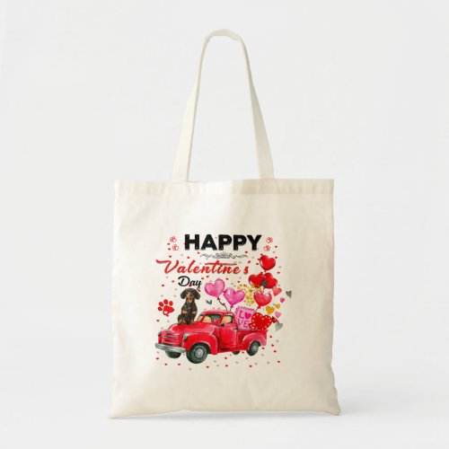 Cute Red Truck Dachshund Valentines Day Costume Bo Tote Bag