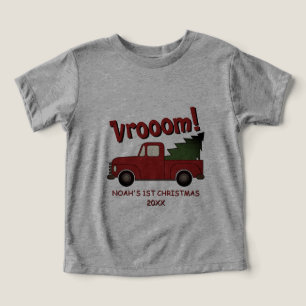 Cute red truck with Christmas tree custom Toddler T-shirt