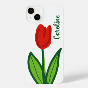 Cute red tulip flower custom iPhone 14 plus Case
