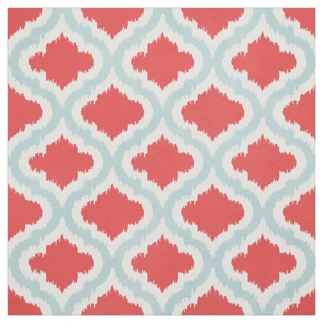 Cute red turquoise ikat Moroccan pattern Fabric (Swatch)