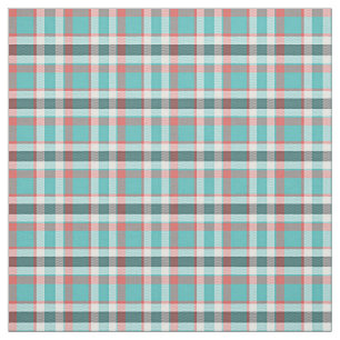 Cute Red Turquoise Retro Chic Tartan Plaid Pattern Fabric