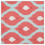 Cute red turquoise white ikat tribal patterns fabric