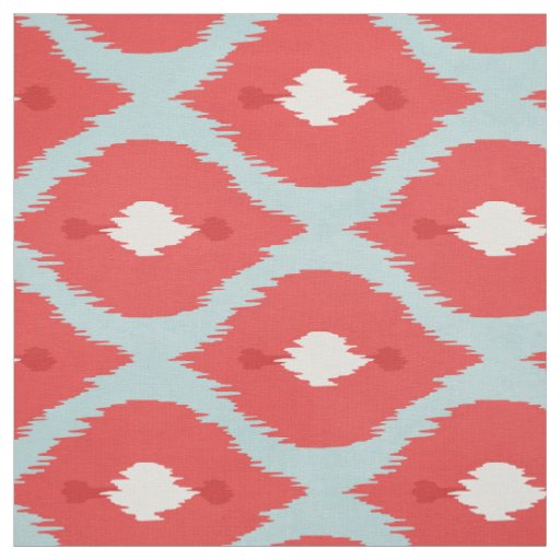 Cute red turquoise white ikat tribal patterns fabric