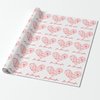 Cute Red Valentine's Day Floral Heart Custom Name 