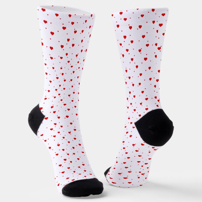 Cute Red Valentines Hearts Pattern Socks (Angled)
